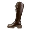 2025 New Boots Women's Spring, Autumn and Winter V-mouth Thin Versatile Thick Heel Thick Bottom Brown High Boots Knight