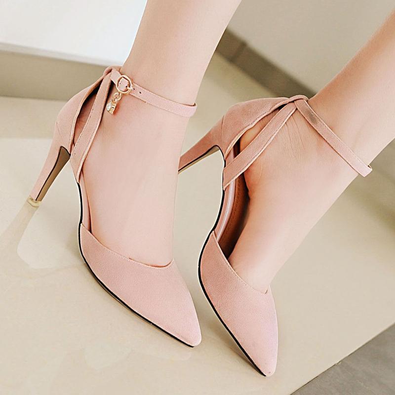 Классические женские туфли-лодочки на высоком каблуке Мода Элегантный ремешок Острый носок Черный Зеленый Розовый На каблуке Офис Вечеринка Свадебные туфли Леди