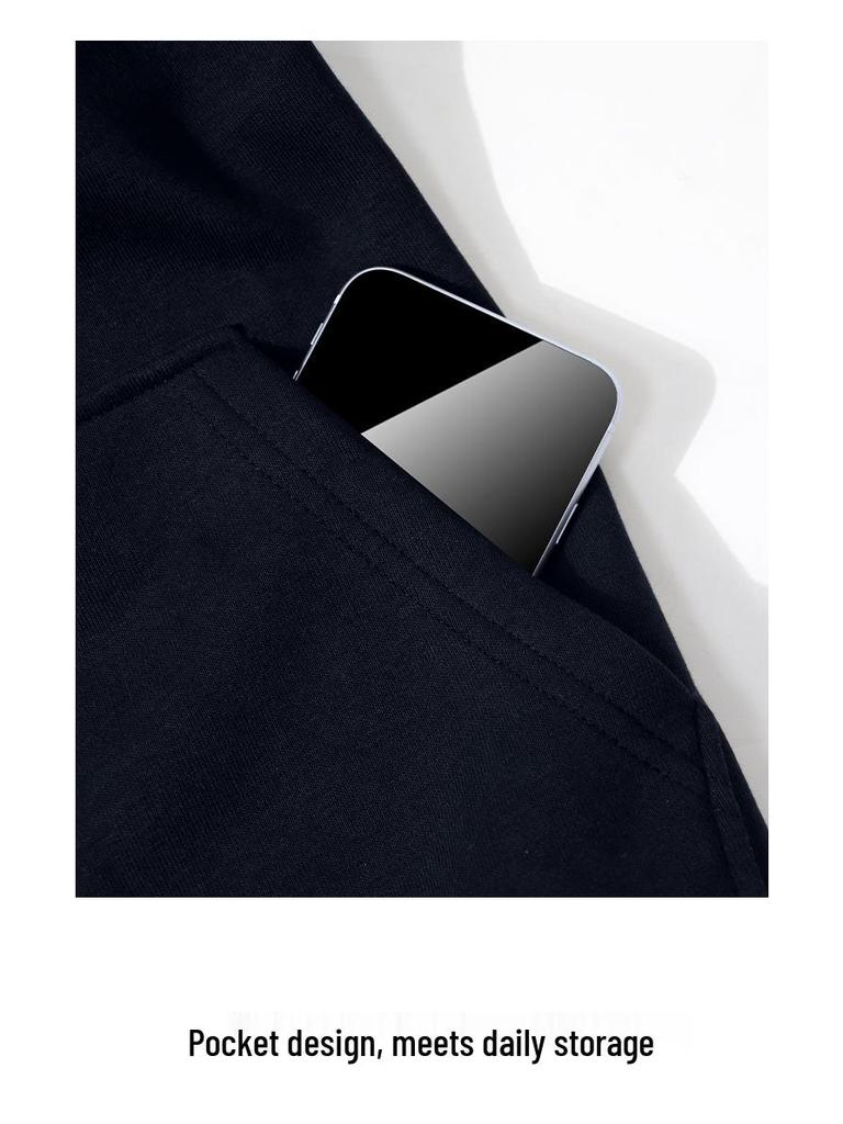 Women's Navy Blue Sporty Zipper Sweatshirt - American Style, Early Autumn 2025