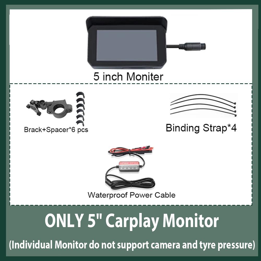 Лучший мотоцикл Carplay водонепроницаемый 1080P 5 дюймов WIFI беспроводной Android Auto DVR монитор видеорегистратор GPS навигация TPMS SD