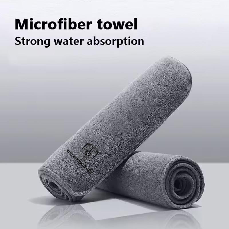 Car Double-Faced Plush Absorbent Towel Cleaning Drying Cloth For Porsche Cayenne Panamera Macan Boxster Cayman 718 911 Sticker