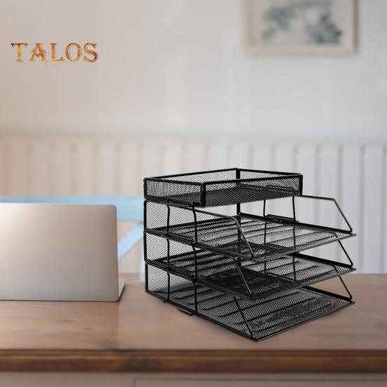 Стеллаж для файлов 3/4 слоя, полая сетка, устойчивая конструкция, съемный, большой емкости, для ноутбуков, книг, настольный органайзер, лоток для хранения бумаг и писем, рабочее пространство в офисе