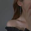 Очень длинные сверкающие серьги-кисточки с цепочкой и бриллиантами Крутые минималистичные модные гвоздики