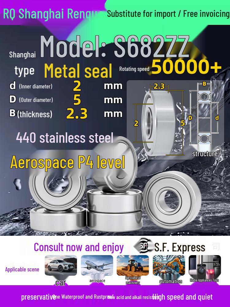 High-Speed Mini Micro Bearings Set: 440 Stainless Steel, 4 Models, 3 Bearings Each, Inner Diameter: 1, 2, 5, 6, 7, 8, 9, 10, 12mm