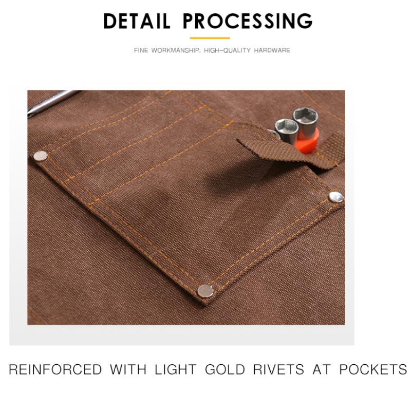 1 Pc Unisex Canvas Work Apron with Tool Pockets Cross-Back Straps Adjustable for Woodworking Painting