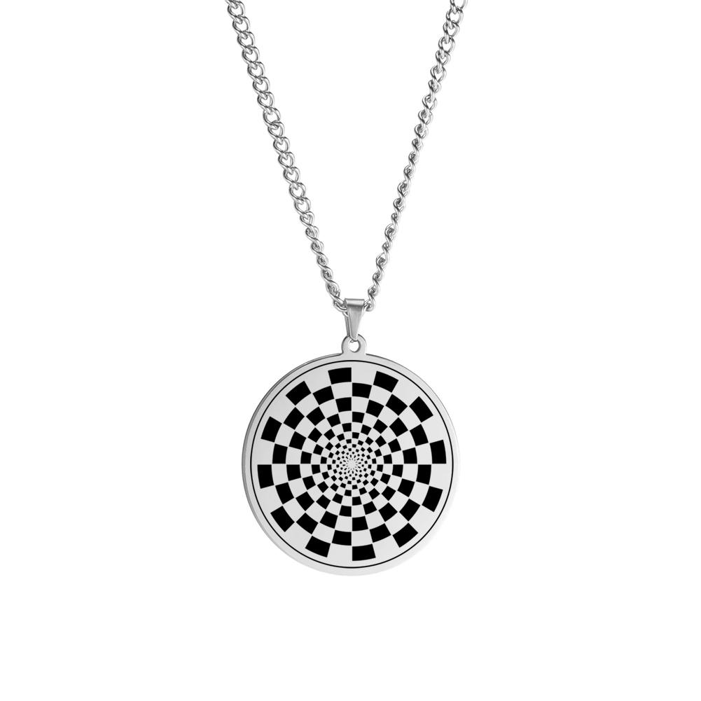Dawapara The Illusion of Amulet Pendant Necklace Geometric Hypnosis Talisman Stainless Steel Jewelry Gift for Men Women