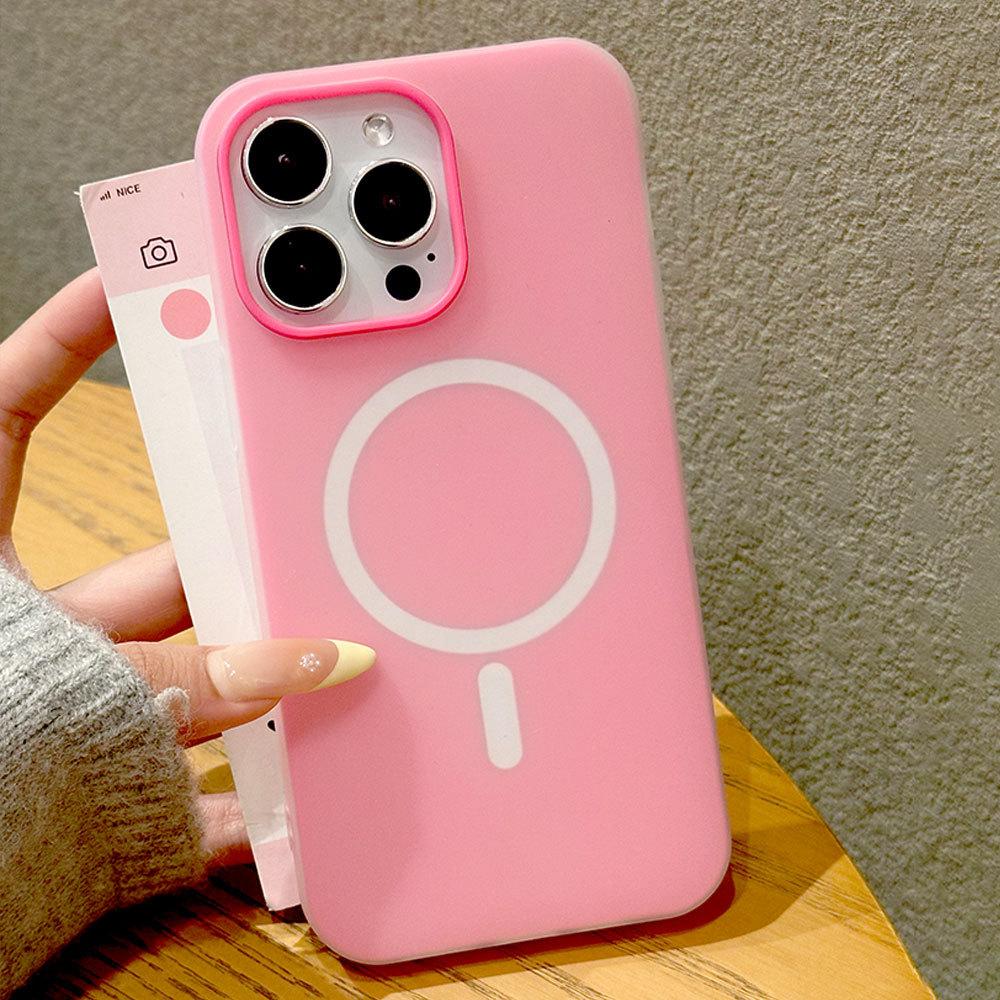 Конфетный цвет Два в одном Магнитная адсорбция Подходит для чехла для мобильного телефона Apple 16 Защитный чехол для iPhone 15 Модный стиль Ins Чистый цвет