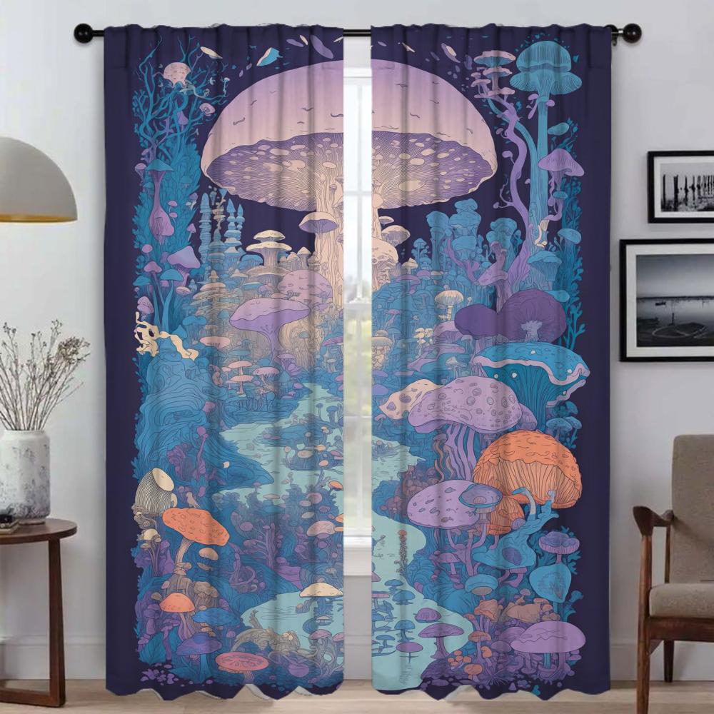 Абстрактные Грибные Узоры Домашний Интерьер Шторы 2 Части Современные Шторы Для Гостиной Для Камеры Жалюзи Затемняющие Шторы Шторы