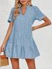 Women's Eyelet Lace Babydoll Dress Short Sleeve V Neck Flowy Summer Tunic Dress