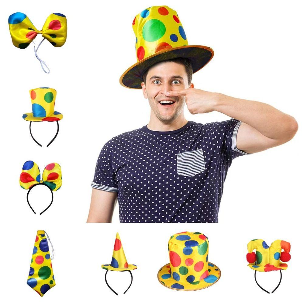 Cloth Headbands for Women Polka Dots Clown Hat Cosplay Props Clown Accessories Christmas
