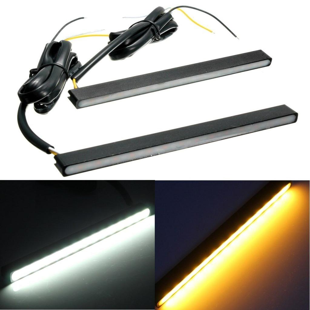 2 PCS Universal Ultra Slim Switchback 30LED White/Amber LED Daytime Lights Lamp