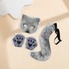 1 Set Cosplay Fake Fox Tail Mittens Masque Set Soft Fuzzy Plush Adjustable Waist Circumference Anti-slip Performance Club