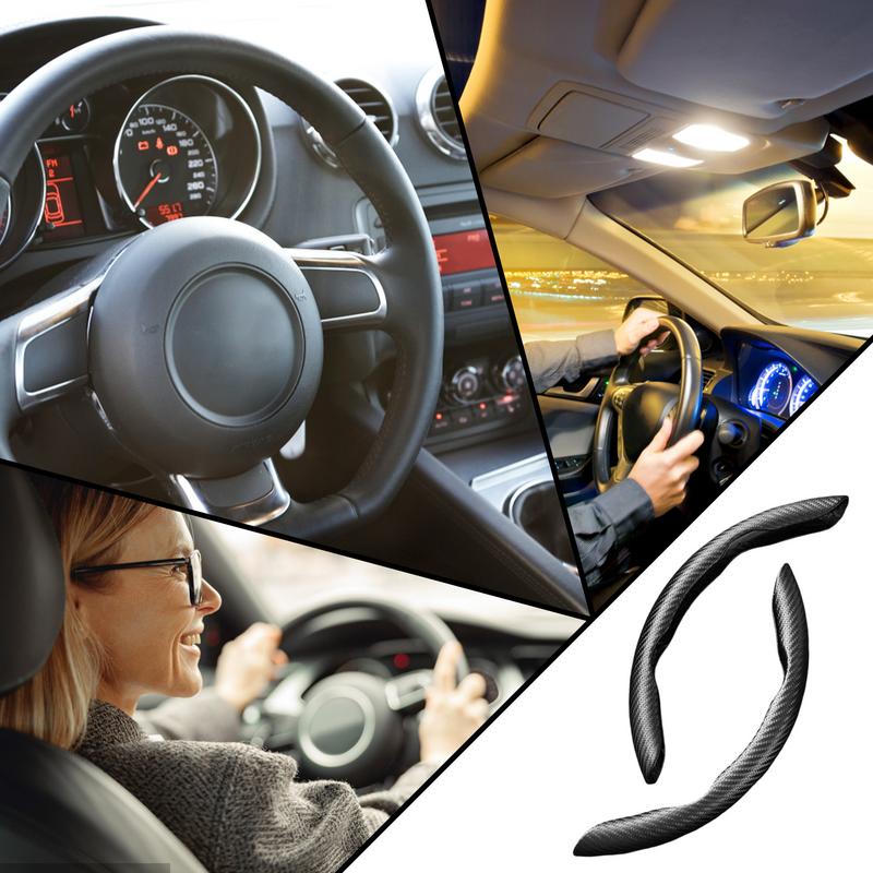 Защитник рулевого колеса автомобиля Наппа Кожа/Углеродное волокно Чехлы для рулевого колеса Сегментированный защитник рулевого колеса для большинства