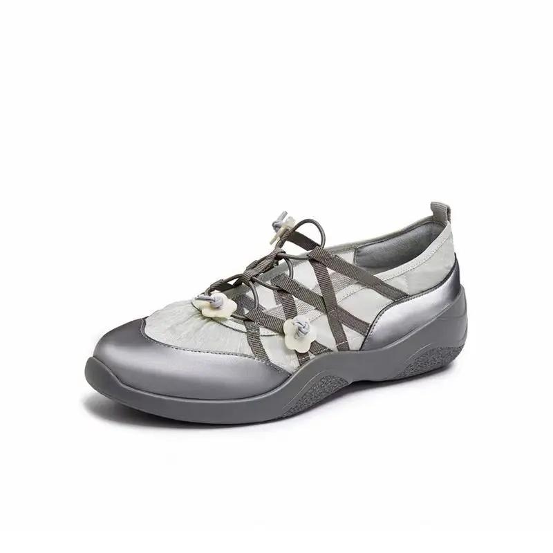 Модные балетки Мэри Джейн Женские Летние Новые На Толстой Подошве Увеличивающие Рост Повседневные Спортивные Туфли Круглый Носок Резиновая Подошва