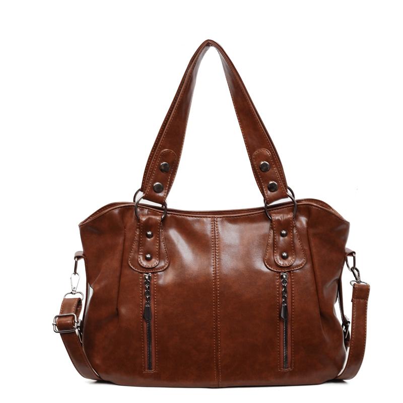 Винтажная сумка-тоут через плечо однотонная женская большая емкость для работы