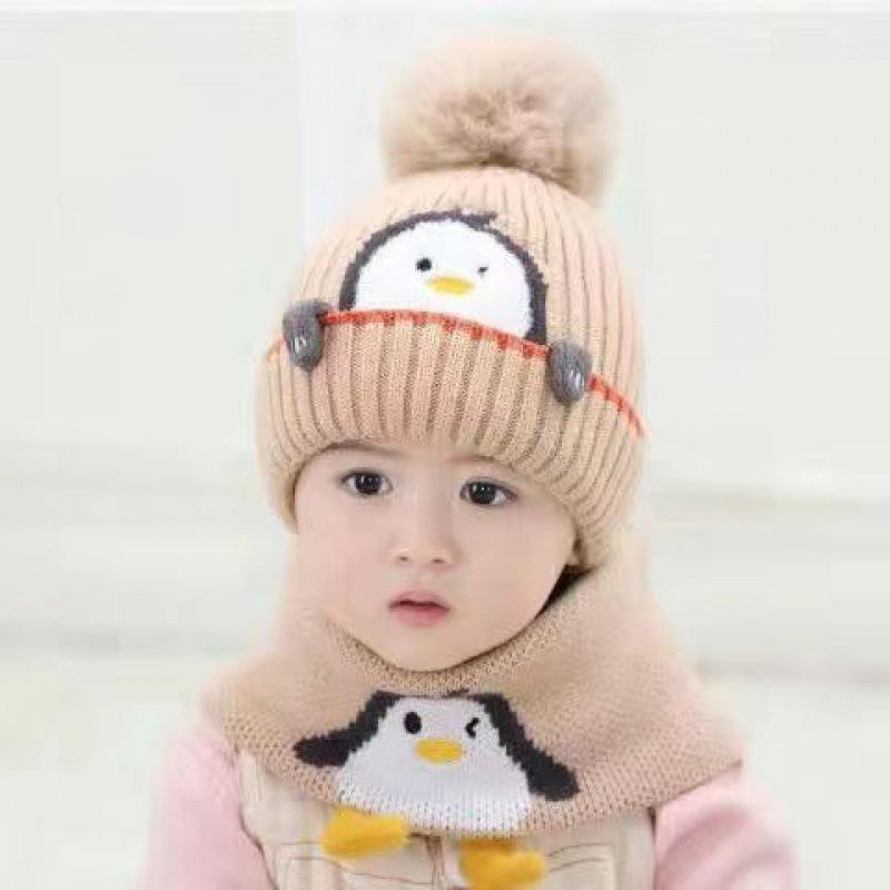 Girls' Winter Wool Hat - Plush, Warm, Cute Knitted Hat for Babies.