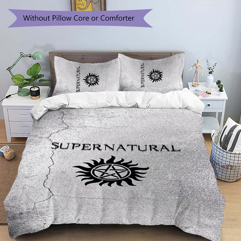 Supernatural 3pcs Bedding Set Duvet Cover Closure Includes 1 Duvet Cover & 2 Pillowcases for All Seasons Bedroom Home Dorm Decor