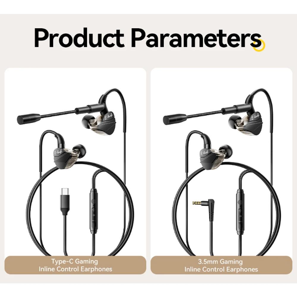 Essager USB Type C in-Ear Headset Wired Earphones For iPhone 16 Samsung Android HiFi Bass Stereo Games With Mic 3.5MM Headphones