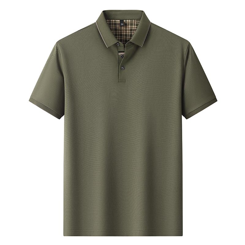 2025 новая летняя мужская однотонная футболка с короткими рукавами из шелка тутового дерева с лацканами, рубашка поло для отдыха