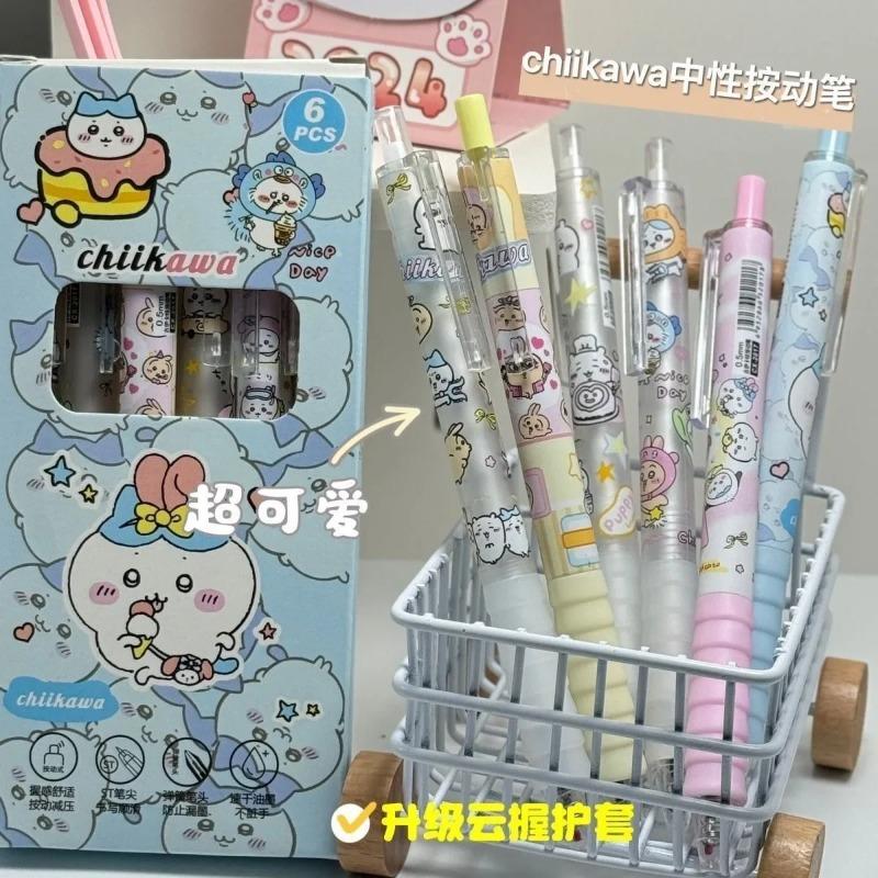 Cartoon animation Jiyikawa 6 erasable gel pens 0.5mm black ink school office supplies stationery gifts