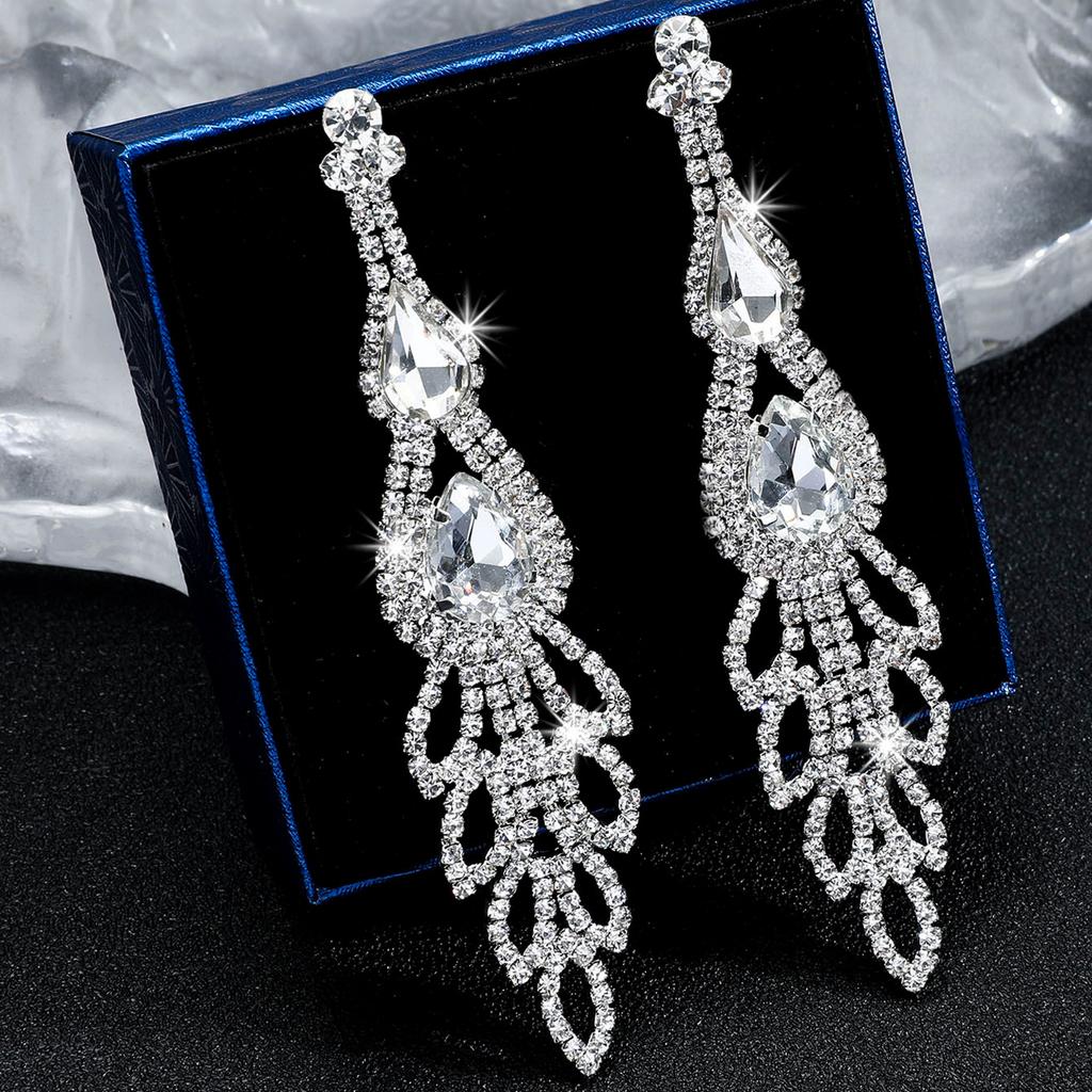 Европейская и американская мода роскошные блестящие длинные серьги с бриллиантами женские темпераментные серьги-гвоздики с цирконием украшения для ушей