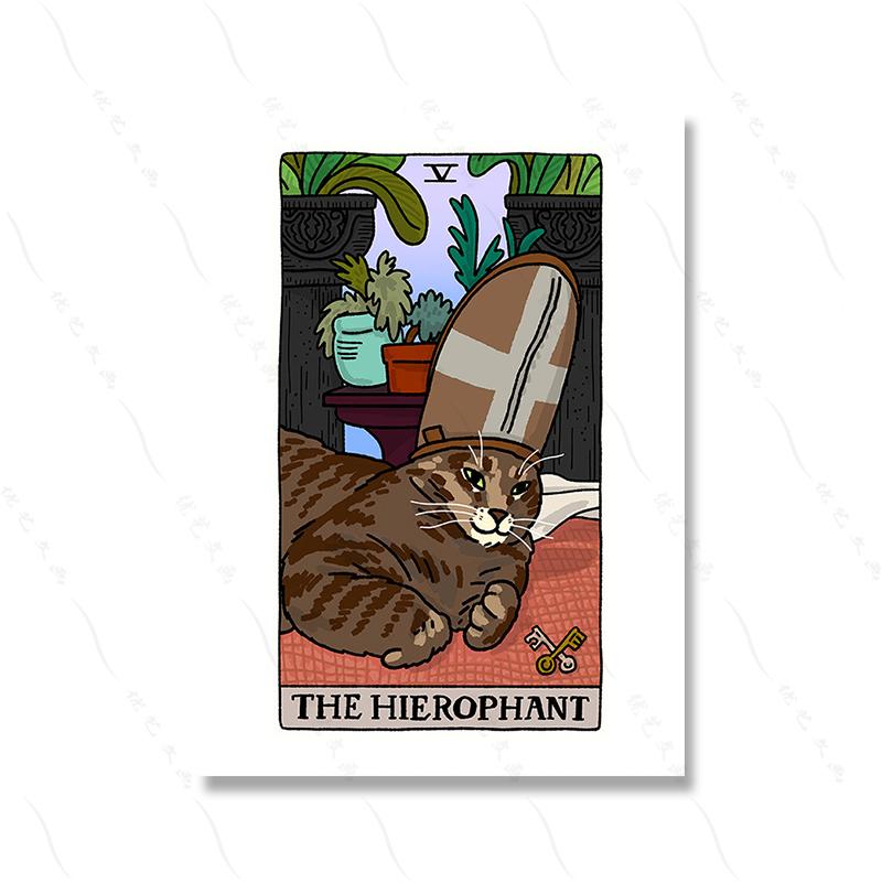 Death Cursed Cat Meme Tarot Posters and Prints Strength Funny Witchy Cat Wall Pictures Judgement Sad Cat Cuadros Decorativos