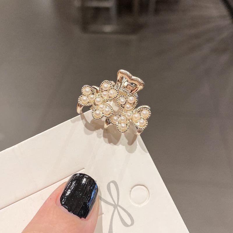 Маленькая заколка для волос Pearl Rhinaute, женская сетчатая заколка для знаменитостей, нежный высокий зажим для хвоста, корейская расширенная заколка для волос с боковым разрезом, головной убор