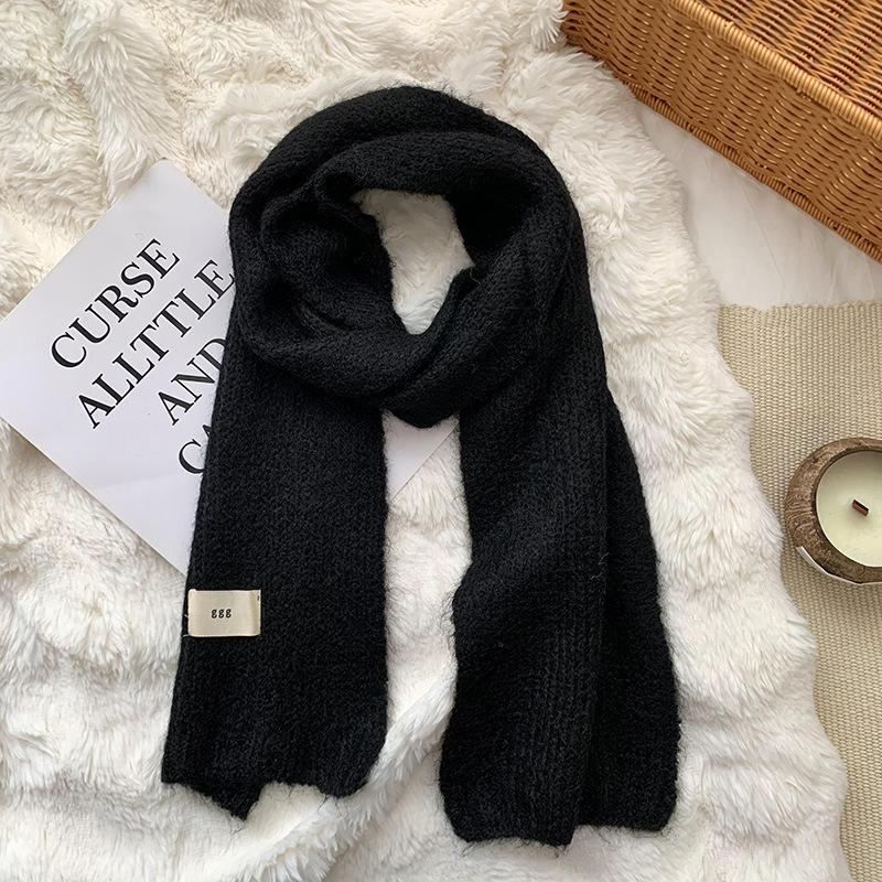 Шарф женский зимний высокого класса новый однотонный теплый шарф из имитации кашемира вязаный шарф шаль