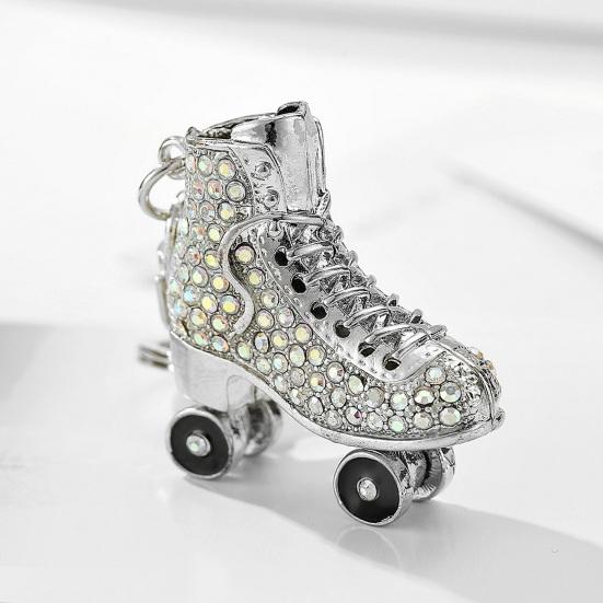 Creative Ice Skates Pendant Keychain Sparkling Rhinestones Inlaid Car Keyring Backpack Bag Charm Keychain