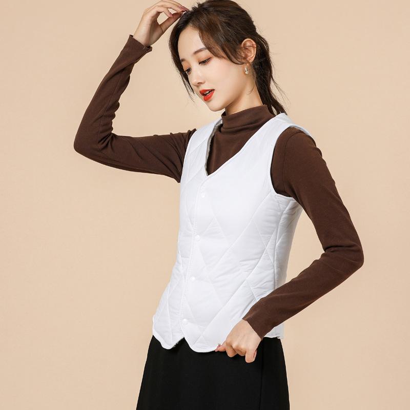 Женская хлопковая одежда, жилет, повседневный пуховый жилет с защитой от холода, тонкий пуховый жилет с воротником-стойкой, куртки