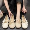 Mary Jane Shoes Girl 2024 Spring and Autumn New French Soft Bottom Flat Bottom Fairy Evening Breeze Gentle with Skirt Bean Pad Shoes