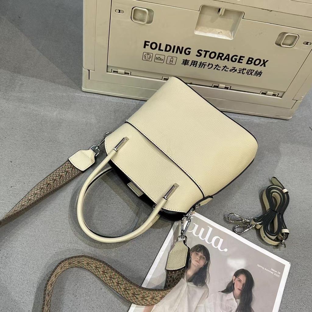 Women's Bag Bucket Bag Premium Leather Layer Cowhide Handbag Fashion Genuine Leather Shoulder Crossbody Bag