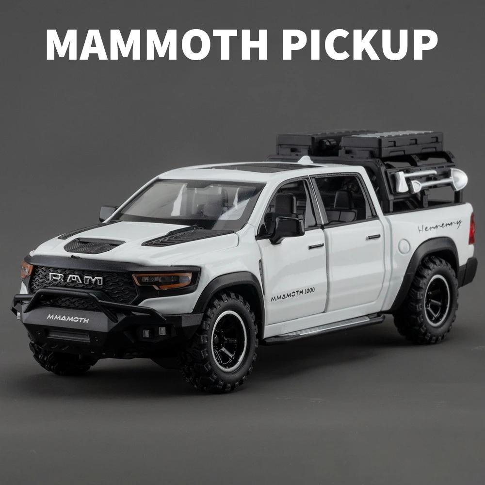 1:32 Dodge RAM 1000 TRX Mammoth Picku, модель автомобиля из сплава, звук и свет, откатная детская игрушка, коллекционные предметы, подарок на день рождения