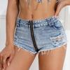 Джинсовые шорты с высокой талией, эластичные, с дырками, сексуальные, повседневные, суперкороткие, женские