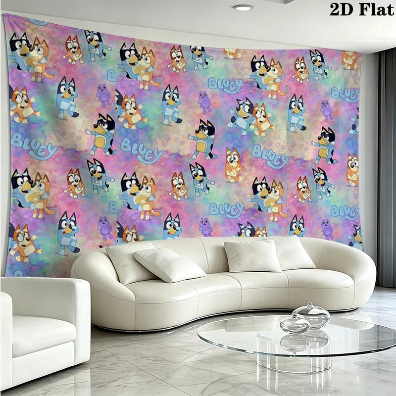 Bluey Wall Tapestry Aesthetic Wall Hanging Printed Fabric Blanket Decorative Tapestries for Bedroom Living Room Home Decor