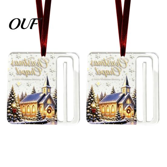 Transparent Money Storage Cards 2Pcs Christmas Cash Gift Holder Ornament, Acrylic Hanging Decor with Holiday Party Santa Snowman Design, Tree Pendant