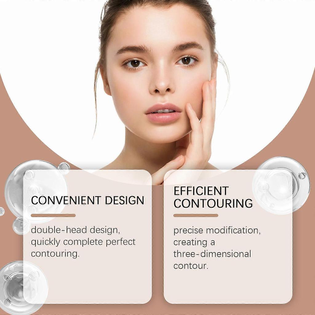 2-In-1 Facial Shaping And Contouring Stick (Brownish + Deep Champagne Color) Long-Lasting Without Makeup Fading, Three-Dimensional Natural Contour, Po