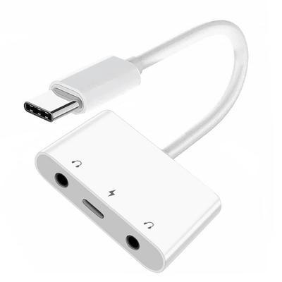 Звуковая карта CY Type C USB-C на двойной 3,5 мм аудио AUX и MIC с адаптером питания PD для ноутбуков, планшетов и мобильных телефонов