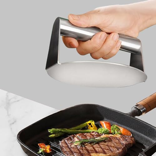 Пресс для мяса из нержавеющей стали, Пресс для гамбургеров, Формовка котлет, Пресс для мяса, Пресс для smash-бургеров, Круглый, Легко чистить, Кухонная утварь (Рука из нержавеющей стали
