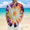 Мужская модная свободная пляжная рубашка с коротким рукавом и принтом тай-дай
