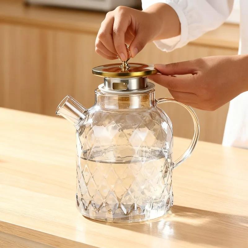 1/1.8 л Кувшин для холодной воды из высокоборосиликатного стекла, красота, здоровье, чайник, заварник для чая, китайский чайный сервиз, самовар, набор для чая матча, чайный набор