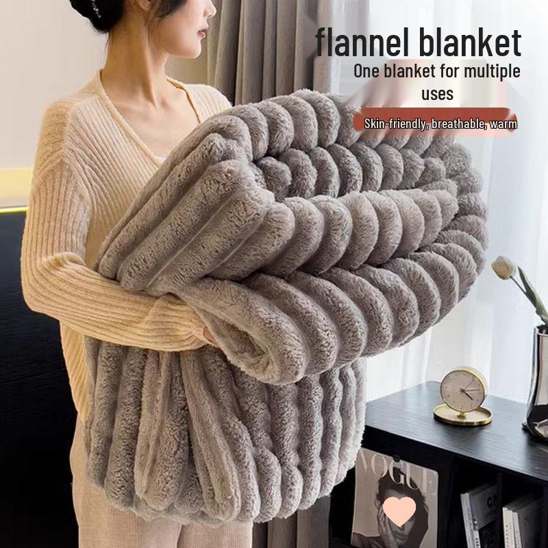 Толстое зимнее одеяло из кроличьего меха - На флисовой подкладке, Теплый коралловый флис, Фланелевое покрывало