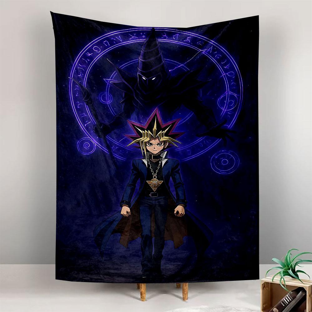 Yugi Muto Dark Magician Yu Gi Oh Purple Magic Circle Anime Wall Tapestry Decor for Bedroom Game Room Gift for Fans