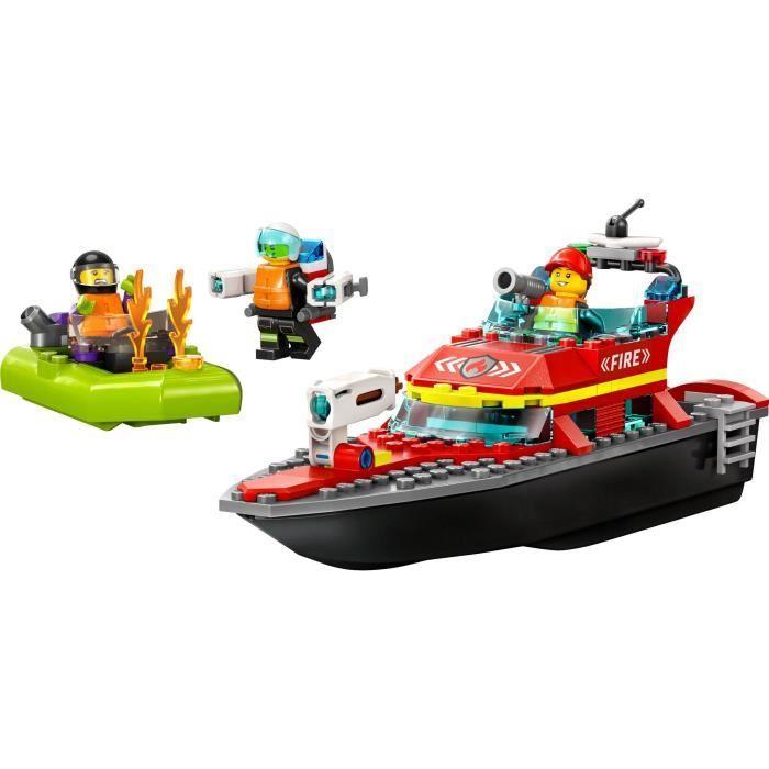 LEGO® City 60373 Le Bateau de Sauvetage des Pompiers, Jouet Flottant, Jetpack et Minifigurines