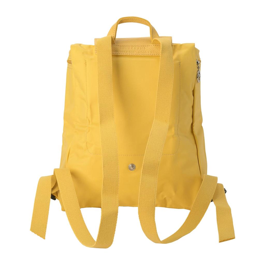 Longchamp Le Pliage Snap Embroidered Logo Zipper Closure Canvas With Leather Backpack Women backpack Wheat-Yellow 1699919A81