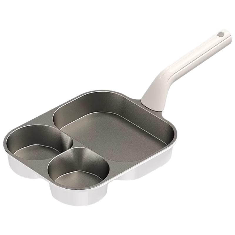 Deming Three-In Flat Bottom Pan, Household Breakfast Pan, Non-Stick Pan for Frying Eggs And Pancakes, Three-Hole Pan for Eggs And Burgers, Steak Pa