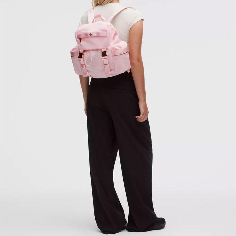 Lululemon Wunderlust 14L Waterproof Drawstring Design Anti-Slip Shoulder Strap Nylon Backpack Small Women backpack Pearl-Pink Rose-Gold LU9DNMS-074673