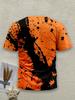 Men'S Novel Gradient Print Shirt | Breathable Polyester | Casual Round Neck Short Sleeve Shirt | Machine Washable | Vibrant Orange And Black Design |