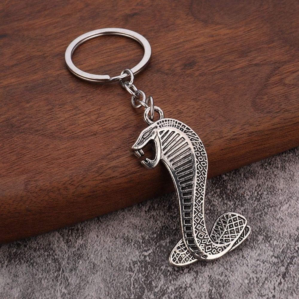 Zinc Zinc Alloy King Cobra Key Ring Fangs Car Key Chain Bag Ornament King Cobra Keychain  Birthday Gift
