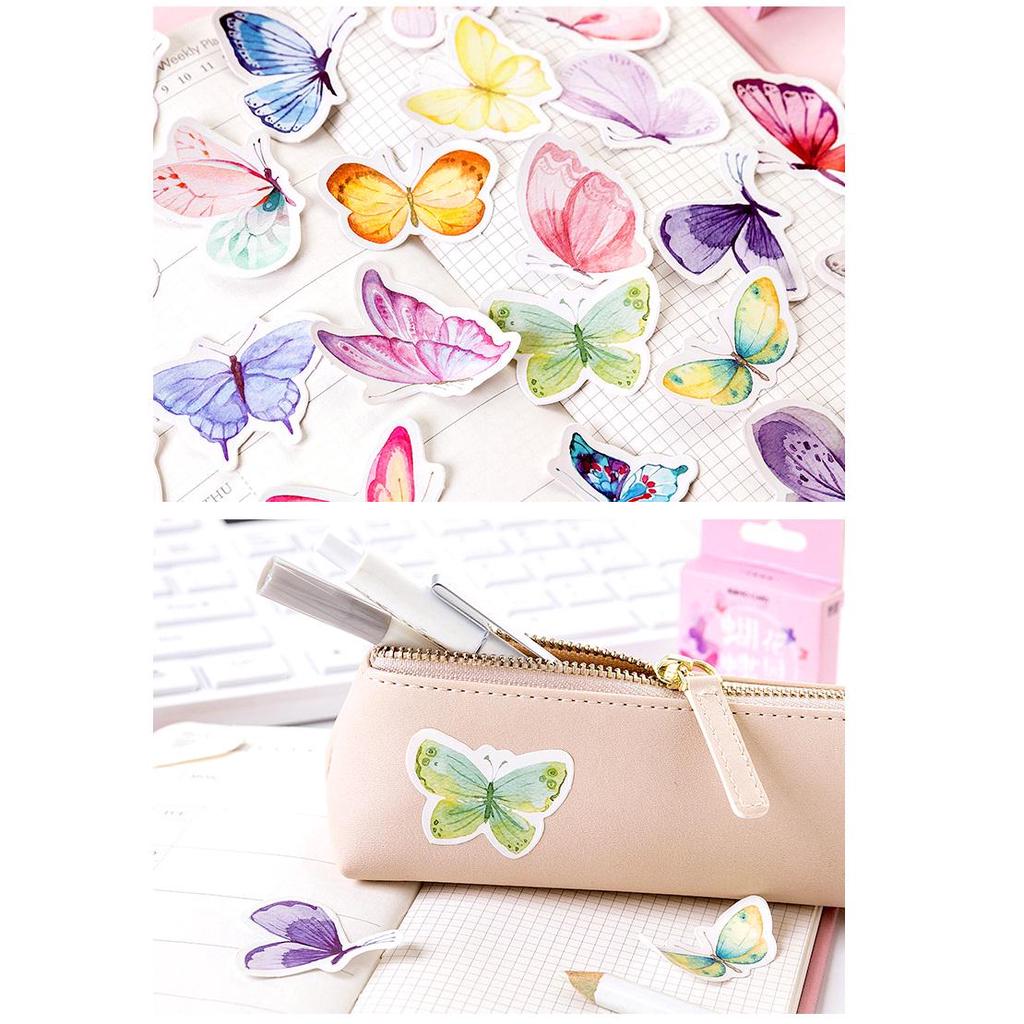 46pcs Butterfly Garden Stickers Set Mini Color Decoration Sticker Adhesive Seal Letter Gift D6422